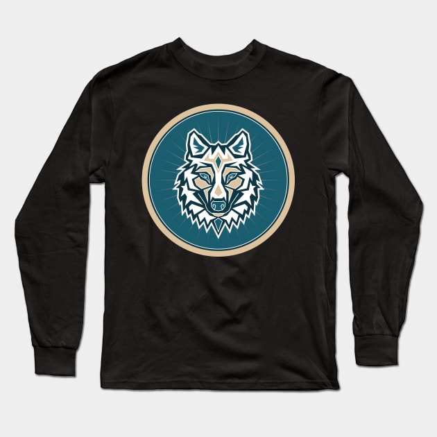 Tribal Wolf Face Long Sleeve T-Shirt by RebelGear